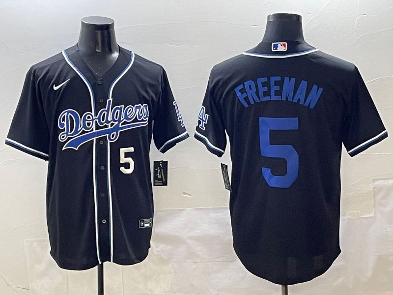 Men 2025 Los Angeles Dodgers #5 Freeman Black Three generations Fashion Nike MLB Jersey style 9